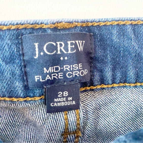 J. CREW Factory Mid Rise Flare Crop Jeans Button Fly Sz 28 - Picture 8 of 9